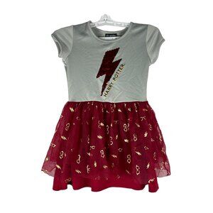 Harry Potter Girls' Sequin Bolt Dress With Tulle Skirt Size M